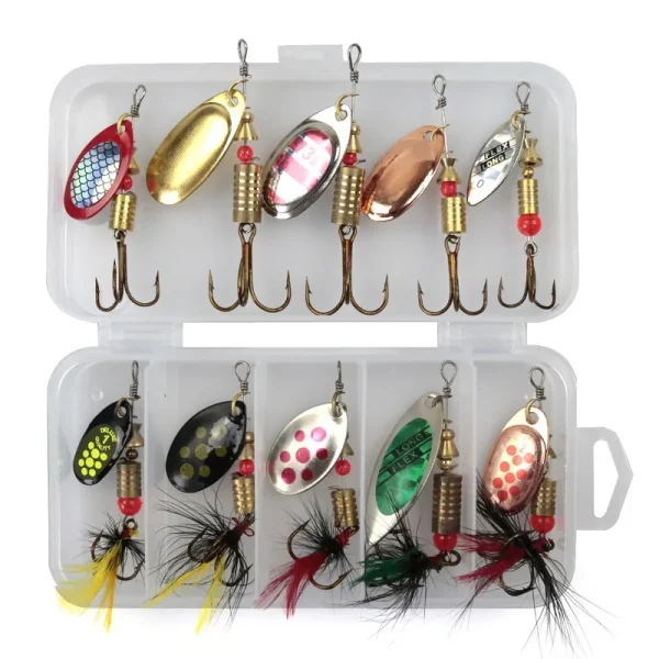 Metal Spoon Spinner Fishing Lure 10pcs Set Spoonbait Crankbaits Fishing Wobblers for Pike Crochet Kit Artificial Bait