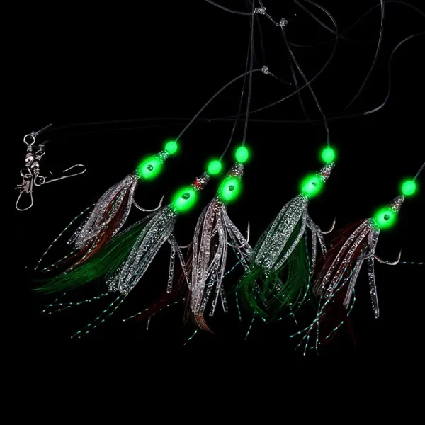 Combination sabiki Fishhook Fishing Lure Set Artificial Silicone soft squid Bait False skin Luminous Bead Flies Rattlin Sabiki - Image 5