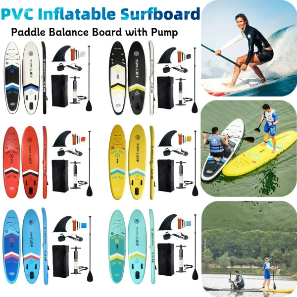 Paddle Balance Board with Pump Vertical Paddle Board PVC Inflatable Surfboard with Balanced Wing Design Durable SUP Accessories